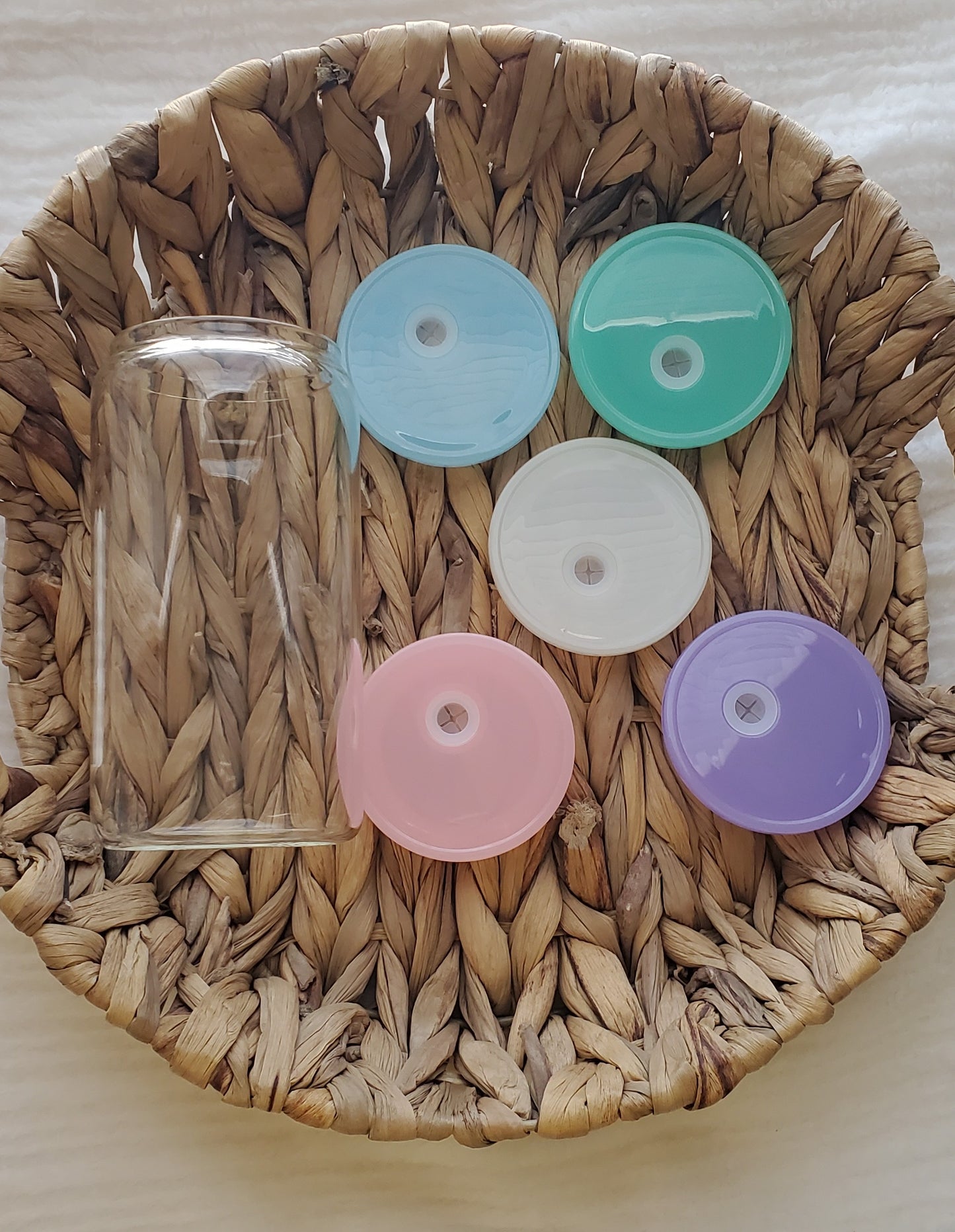 16oz Clear Glass Can with Acrylic Lid