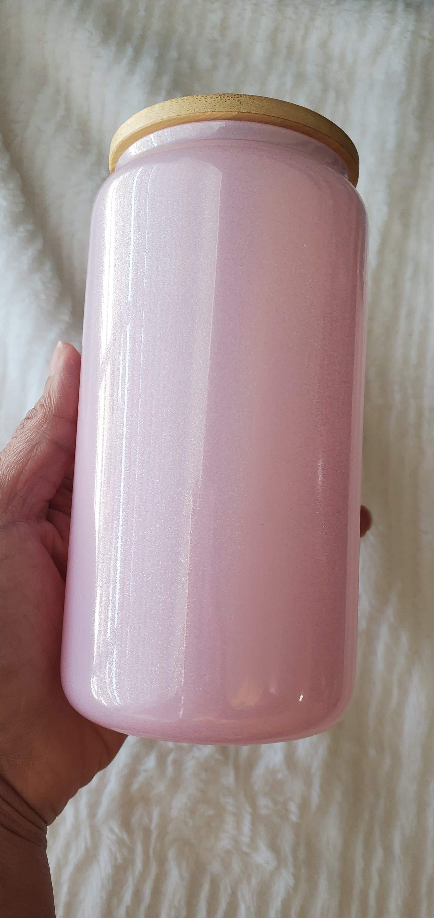 16oz Shimmer Glass Can with Bamboo Lid