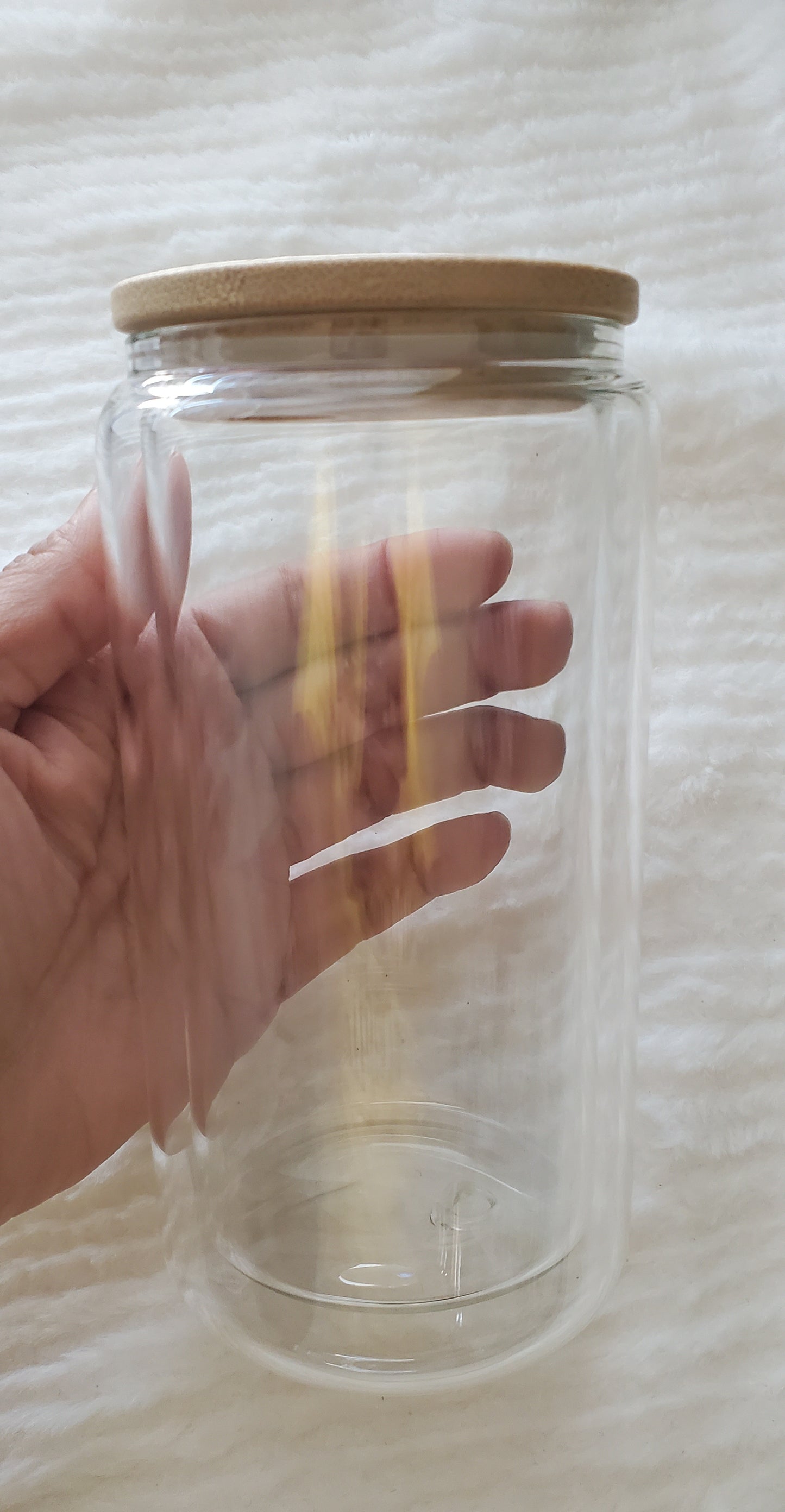 12oz Snowglobe Glass Can with Bamboo Lid