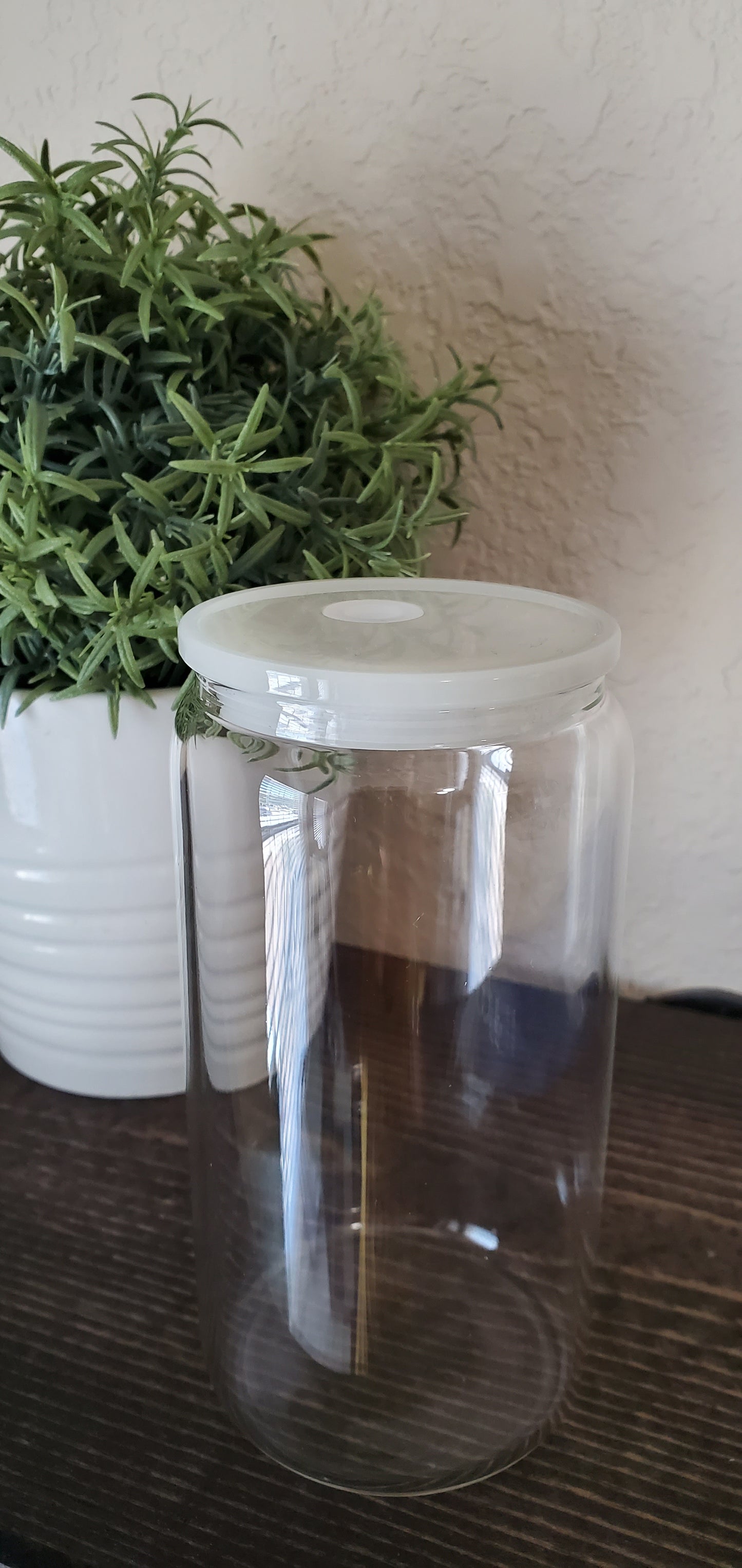 16oz Clear Glass Can with Acrylic Lid