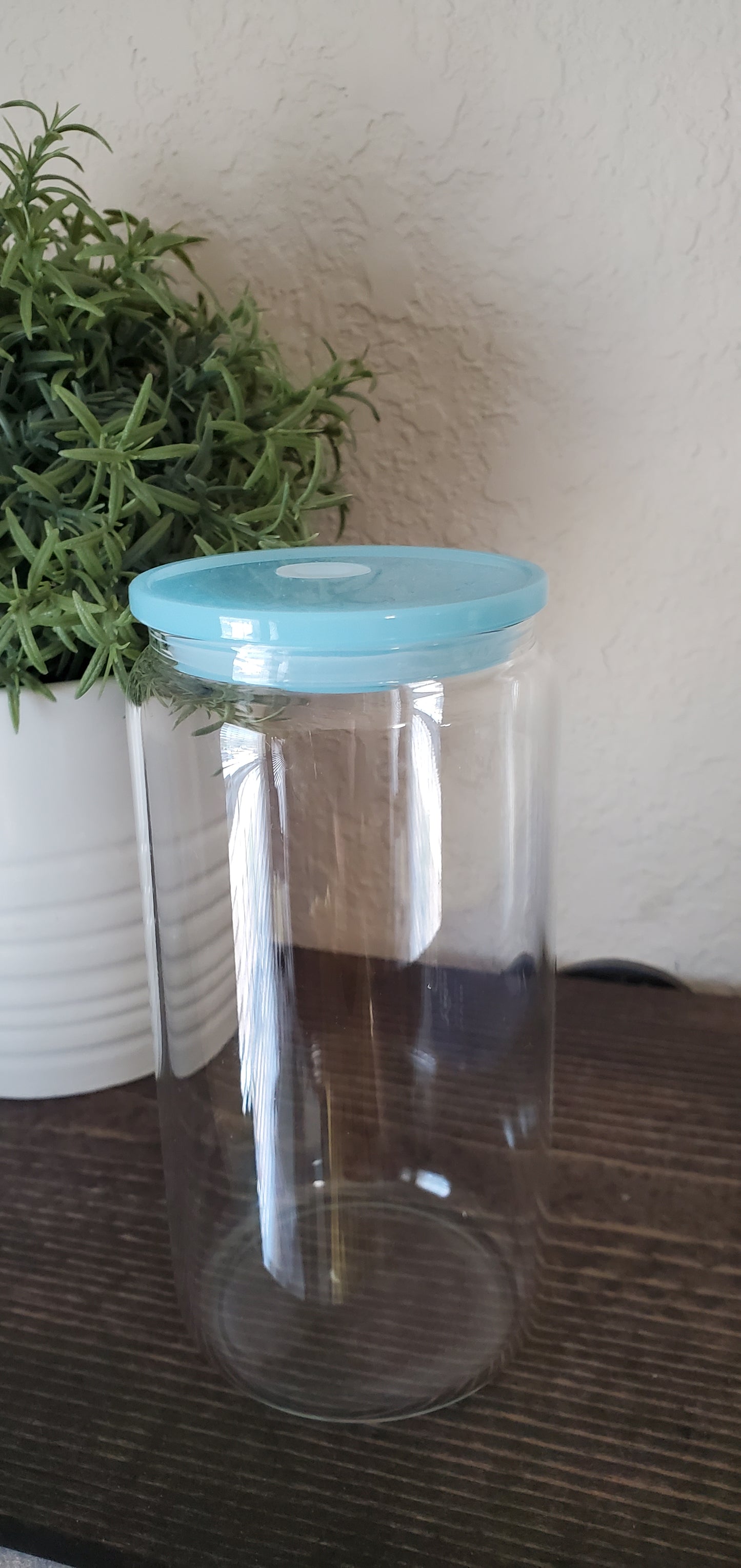 16oz Clear Glass Can with Acrylic Lid
