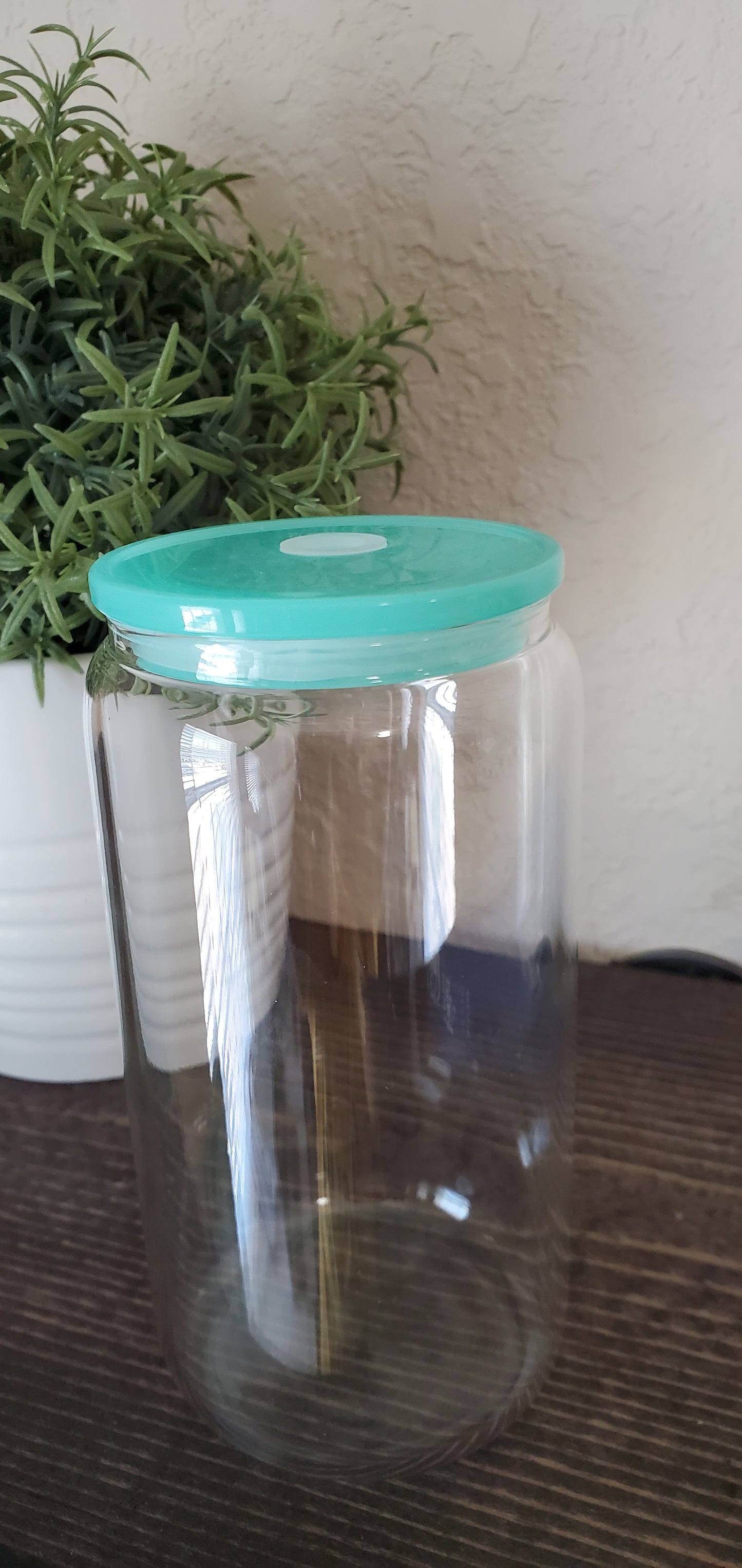 16oz Clear Glass Can with Acrylic Lid