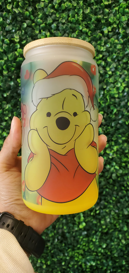 Bear and Friends Christmas Glass Can