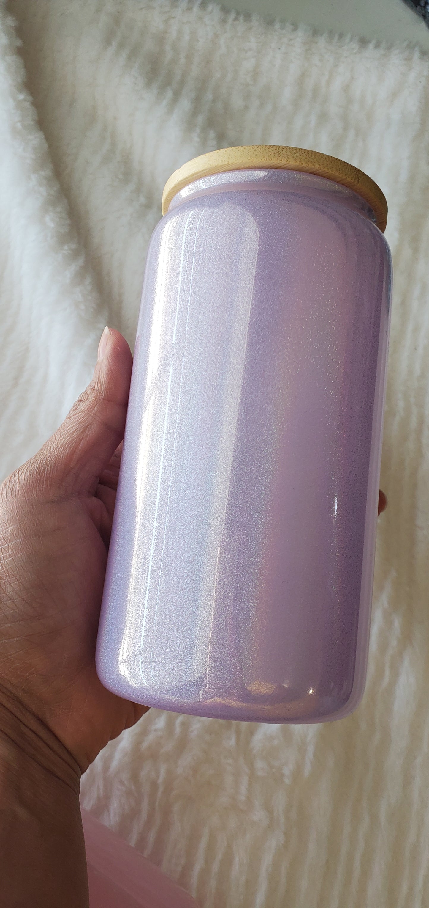 16oz Shimmer Glass Can with Bamboo Lid