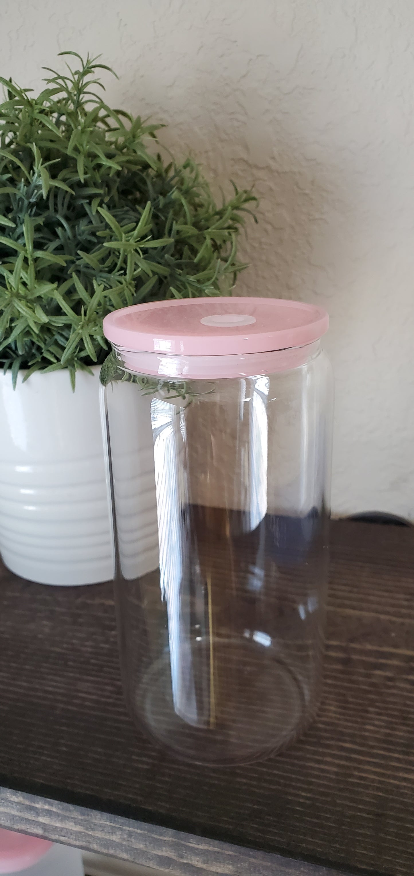 16oz Clear Glass Can with Acrylic Lid