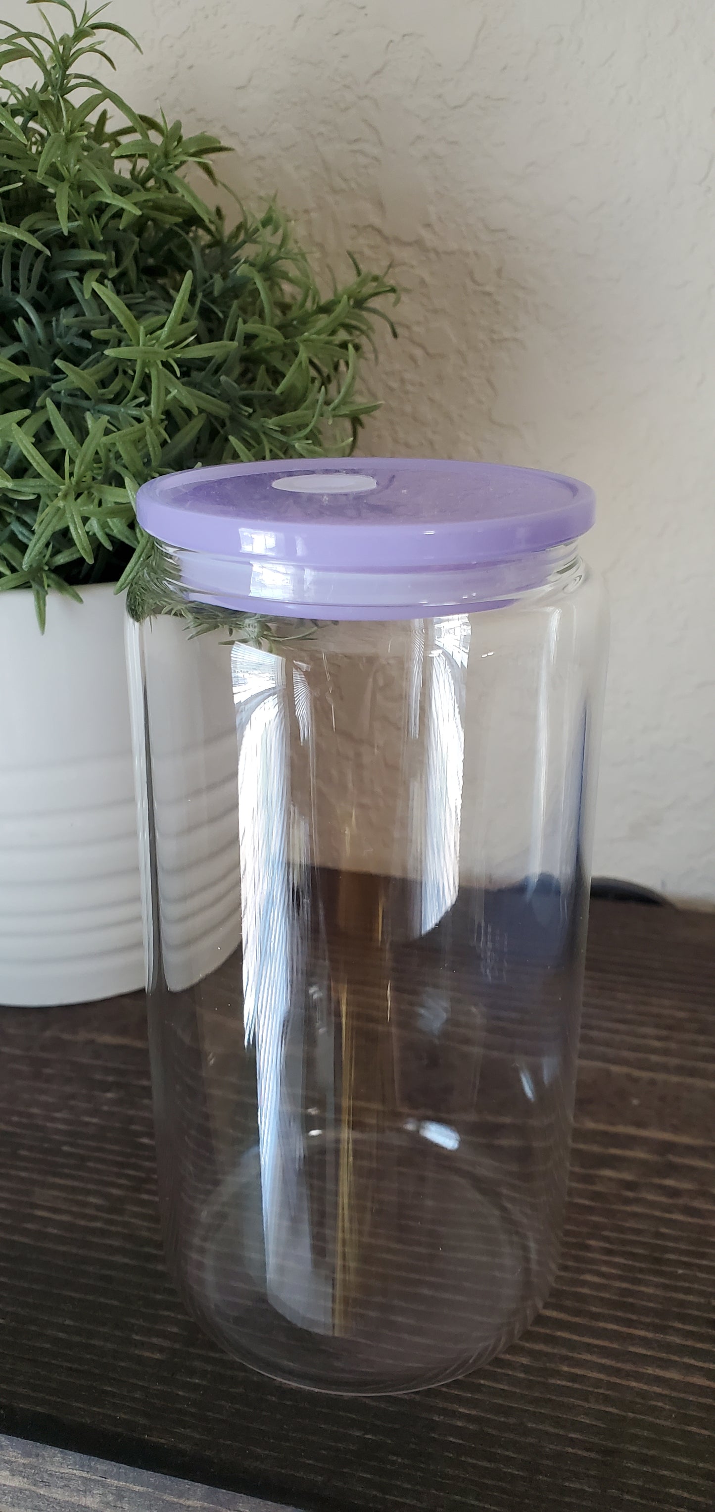 16oz Clear Glass Can with Acrylic Lid
