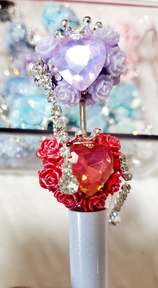 Fancy Heart with Rhinestones hanging one side