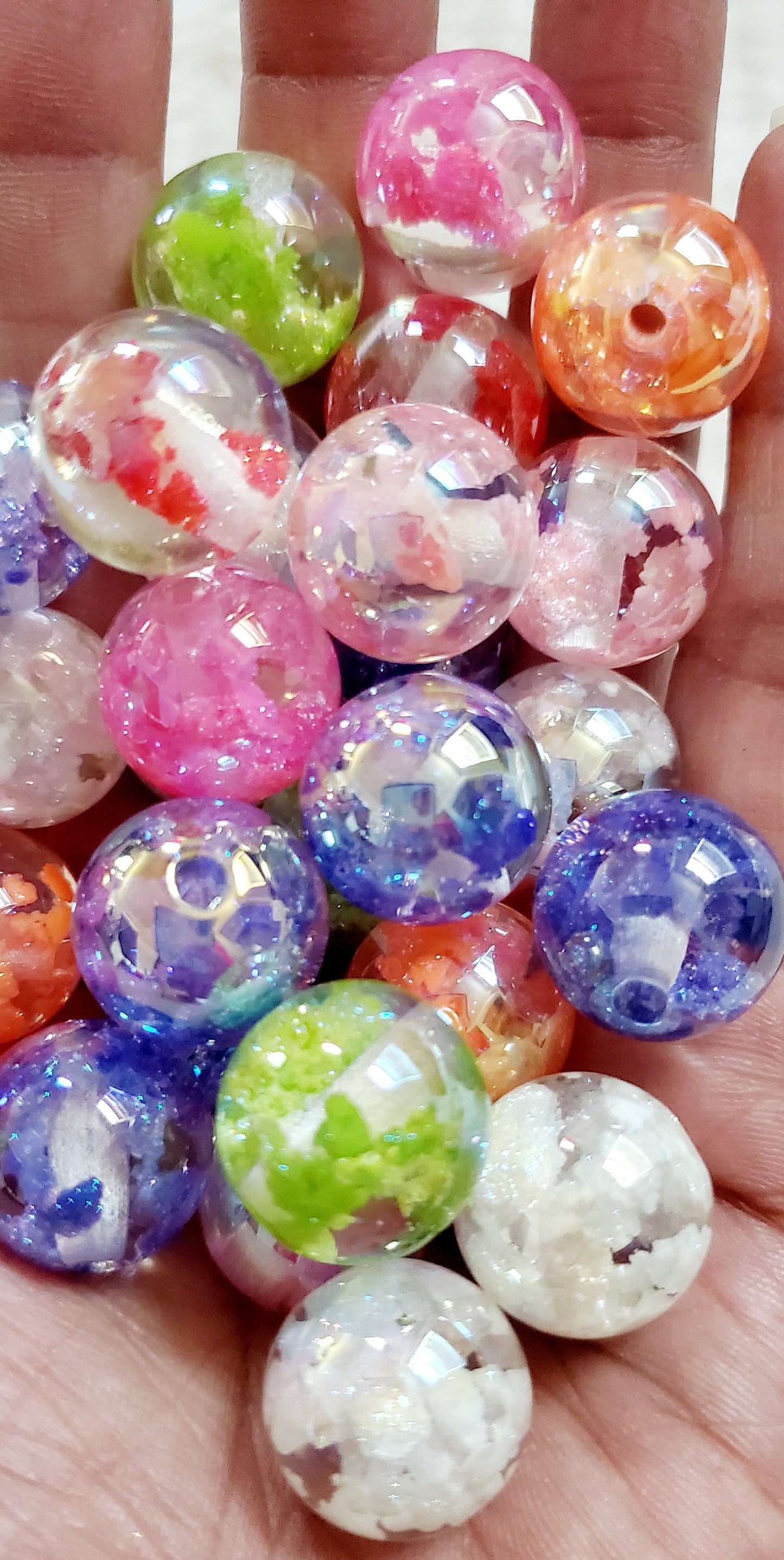 16mm glitter cloud bead  10mix